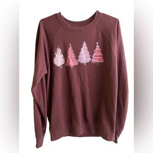 Christmas tree sweater cotton blend purple size small
